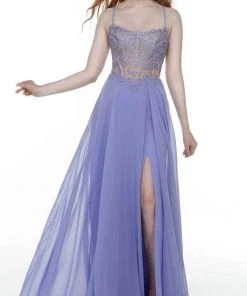 Alyce Paris 61198 - Scoop Neck High Slit Prom Gown