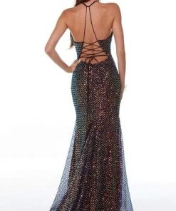 Alyce Paris - 61206 Halter Sequined Lattice Gown