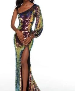 Alyce Paris - 61207 Asymmetric Shiny Sheath Gown