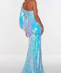 Alyce Paris - 61207 Asymmetric Shiny Sheath Gown 9 Alyce Paris - 61207 Asymmetric Shiny Sheath Gown