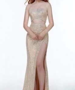 Alyce Paris - 61209 Two Piece Sequined Slit Gown