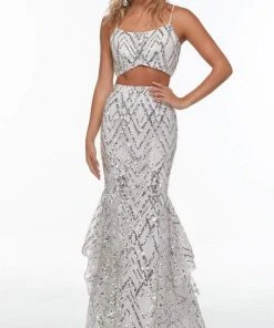 Alyce Paris - 61212 Two Piece Strappy Sequined Gown 8 Alyce Paris - 61212 Two Piece Strappy Sequined Gown