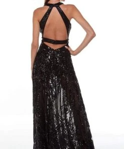 Alyce Paris - 61213 Halter Neck Edgy A-Line Gown