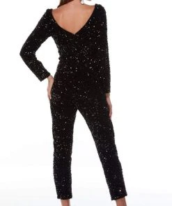 Alyce Paris - 61217 V Neck And Back Sequined Jumpsuit