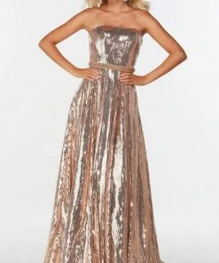 Alyce Paris - 61233 Sequined Strapless A-Line Dress