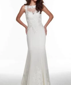 Alyce Paris 7015 - Embroidered Sleeveless Bateau Wedding Dress
