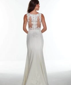 Alyce Paris 7015 - Embroidered Sleeveless Bateau Wedding Dress