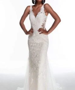 Alyce Paris - 7017 Sequined Lace Sheath Bridal Gown