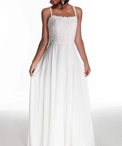 Alyce Paris - 7018 Spaghetti Strap Lace Bodice A-Line Bridal Gown