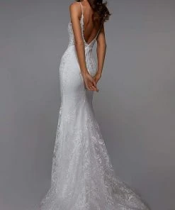 Alyce Paris - 7028 Spaghetti Strap Embroidered Bridal Gown