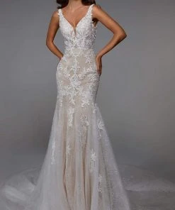 Alyce Paris - 7029 Lace Applique Trumpet Bridal Dress