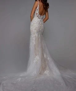 Alyce Paris - 7029 Lace Applique Trumpet Bridal Dress