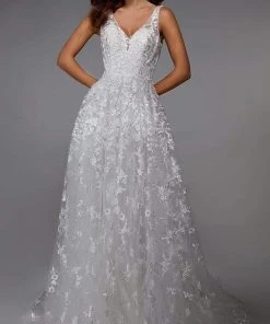 Alyce Paris - 7037 Embroidered Floral A-Line Long Gown