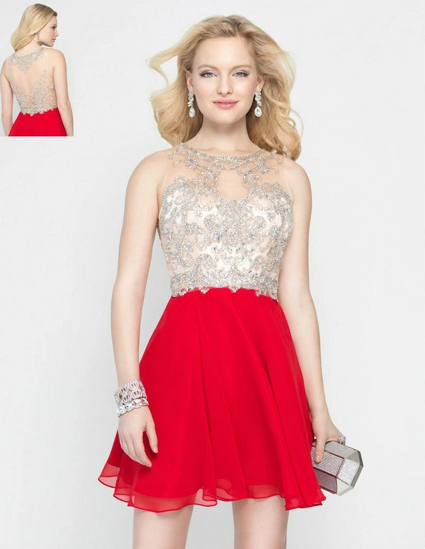 Alyce Paris Crystal Embellished Sheer Cocktail Dress Short Dresses 3 Alyce Paris Crystal Embellished Sheer Cocktail Dress Short Dresses