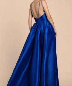 Andrea And Leo A0082 - V-Neck Pleated A-Line Evening Gown