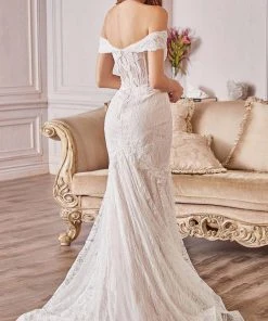 Andrea And Leo - A0666W Lace Corset Off Shoulder Bridal Dress