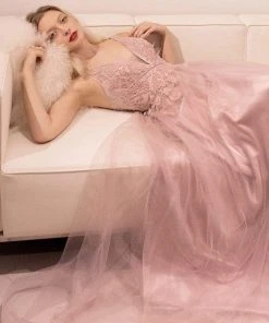 Andrea And Leo - A0762 Beaded Floral Lace Bodice Tulle A-Line Gown 16 Andrea And Leo - A0762 Beaded Floral Lace Bodice Tulle A-Line Gown