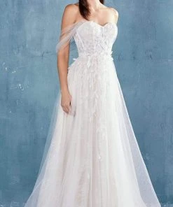 Andrea And Leo - A0822 Applique Off Shoulder A-Line Gown