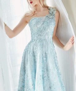 Andrea And Leo - A0989 Asymmetric Floral Embellished Dress 7 Andrea And Leo - A0989 Asymmetric Floral Embellished Dress