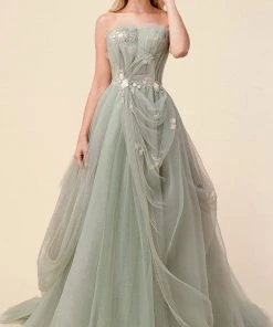 Andrea And Leo - A1015 Strapless Pleated A-Line Long Gown