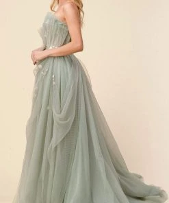 Andrea And Leo - A1015 Strapless Pleated A-Line Long Gown