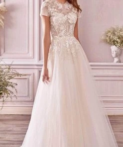 Andrea And Leo A1026S - Short Sleeved Laced Bridal Gown