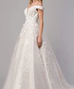 Andrea And Leo - A1027W Off Shoulder Embroidered Bridal Gown