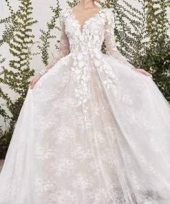 Andrea And Leo - A1067W Floral Applique Lace Bridal Gown