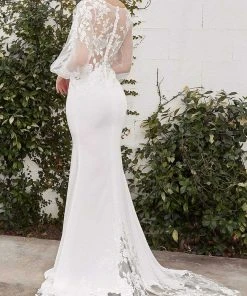 Andrea And Leo - A1079W Floral Ornate Bishop Sleeve Bridal Gown