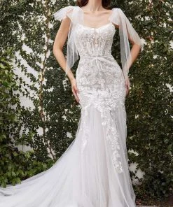 Andrea And Leo - A1086W Bow Draped Corset Bridal Gown