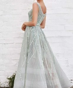 Andrea And Leo - A1091 Lattice Motif A-Line Gown