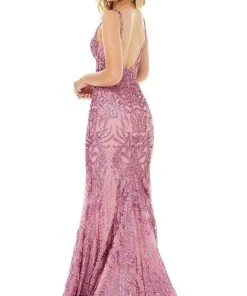 Ashley Lauren - 11015 Sequined Deep V Neck Mermaid Dress With Train