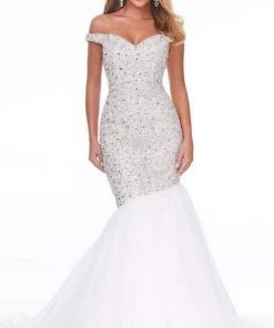 Ashley Lauren - 11042 Beaded Off Shoulder Trumpet Dress