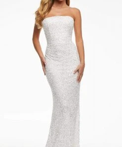 Ashley Lauren - 11082 Strapless Sequin Appliqued Sheath Gown