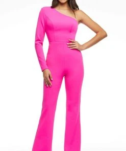 Ashley Lauren - 11083 Asymmetric Fitted Jumpsuit