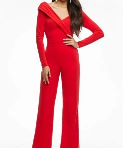 Ashley Lauren - 11090 Long Sleeve Crepe Jumpsuit