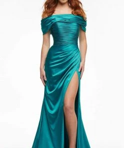 Ashley Lauren - 11092 Off Shoulder Metallic Trumpet Gown