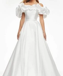 Ashley Lauren - 11096 Ruffled Off Shoulder Mikado Ballgown