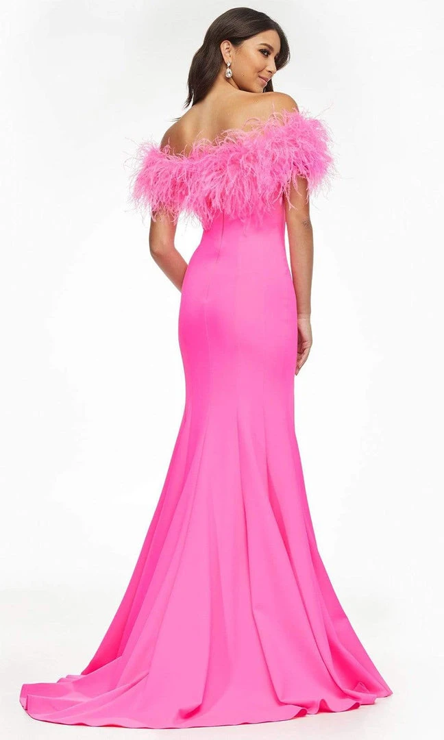 Ashley Lauren - 11099 Feather Detailed Trumpet Gown 4 Ashley Lauren - 11099 Feather Detailed Trumpet Gown