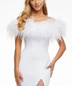 Ashley Lauren - 11099 Feather Detailed Trumpet Gown 13 Ashley Lauren - 11099 Feather Detailed Trumpet Gown