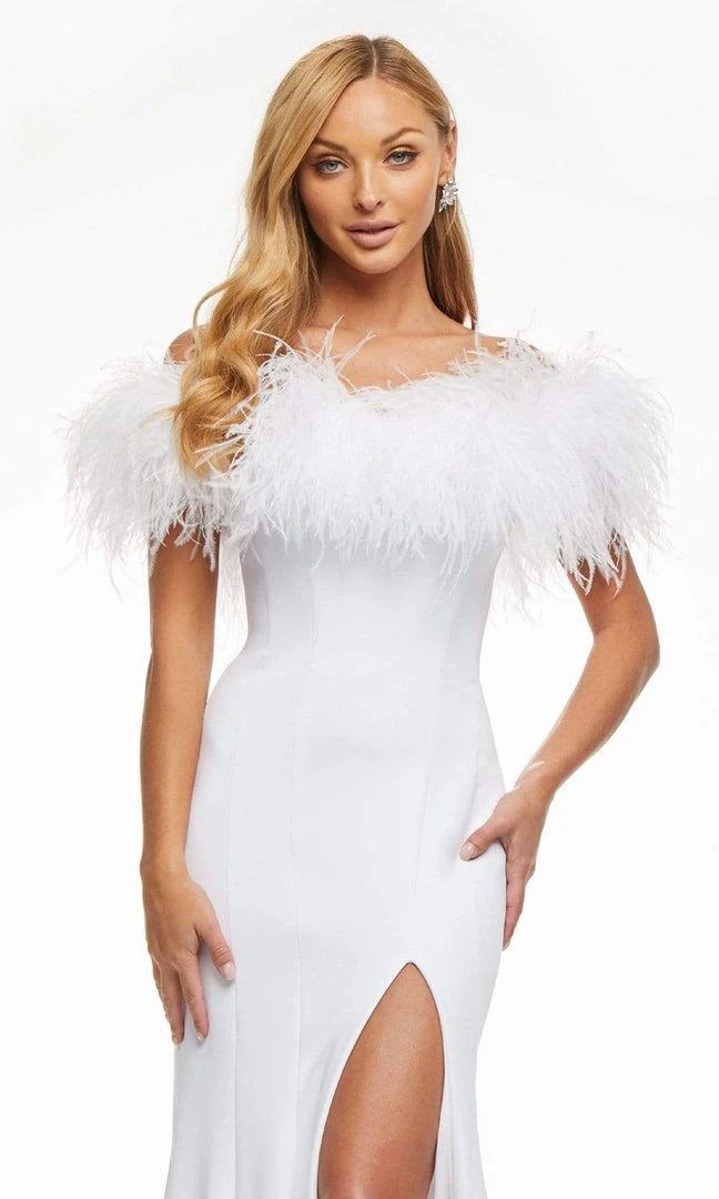 Ashley Lauren - 11099 Feather Detailed Trumpet Gown 8 Ashley Lauren - 11099 Feather Detailed Trumpet Gown