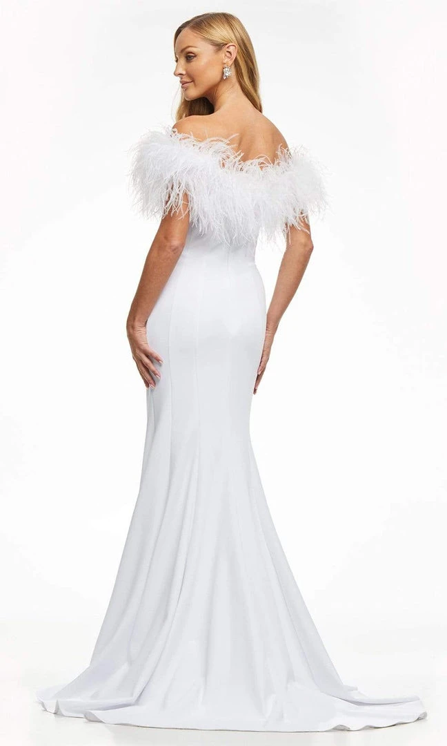 Ashley Lauren - 11099 Feather Detailed Trumpet Gown 7 Ashley Lauren - 11099 Feather Detailed Trumpet Gown