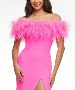 Ashley Lauren - 11099 Feather Detailed Trumpet Gown 10 Ashley Lauren - 11099 Feather Detailed Trumpet Gown