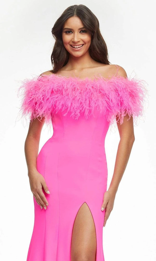 Ashley Lauren - 11099 Feather Detailed Trumpet Gown 5 Ashley Lauren - 11099 Feather Detailed Trumpet Gown