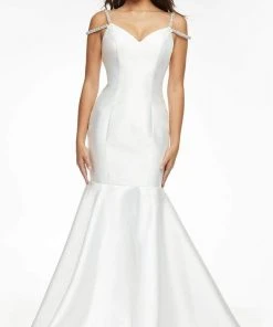 Ashley Lauren - 11103 Cold Shoulder Mermaid Satin Gown