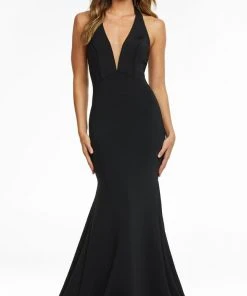 Ashley Lauren - 11121 Plunging Halter Gown