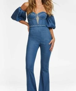 Ashley Lauren - 11124 Strapless Denim Jumpsuit
