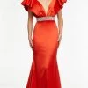 Ashley Lauren - 11130 Ruffled V-Neck Trumpet Gown