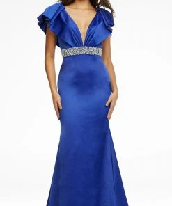 Ashley Lauren - 11130 Ruffled V-Neck Trumpet Gown