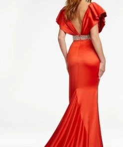 Ashley Lauren - 11130 Ruffled V-Neck Trumpet Gown